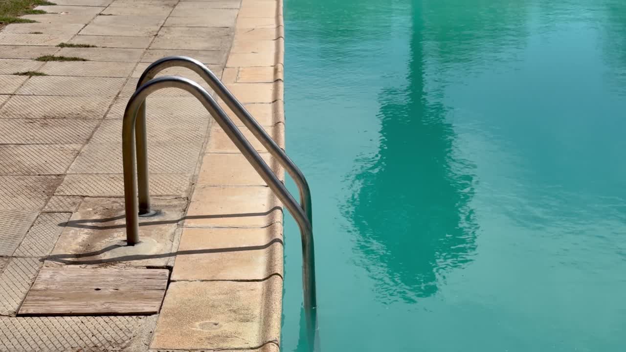En swimmingpool og en stige på et feriested i Cape Town, Sydafrika.