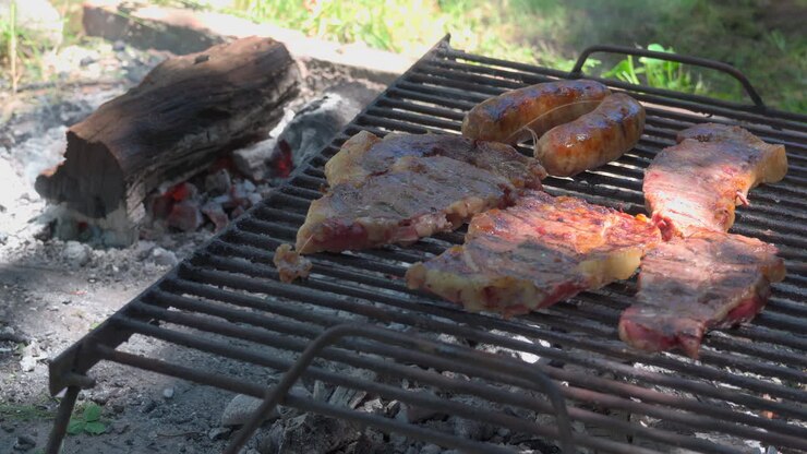 Argentinian barbecue, tradicional asado made on wood and charcoal embers