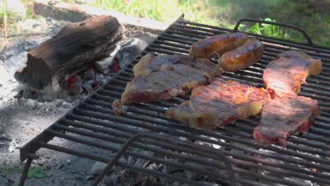 argentinian barbecue, tradicional asado made on wood and charcoal embers