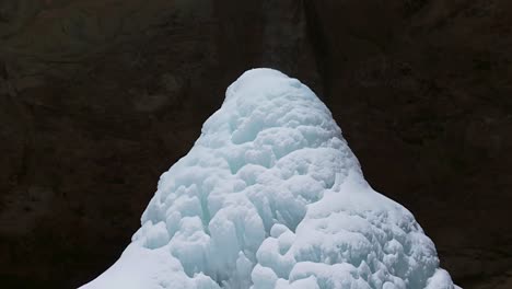 ice formation from the waterfall of ash cave in hocking hills state park, south bloomingville, ohio, usa