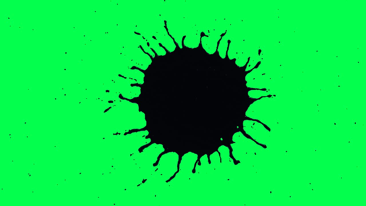 Black Ink Splash on Green Screen