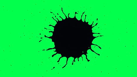 black ink splash on green screen