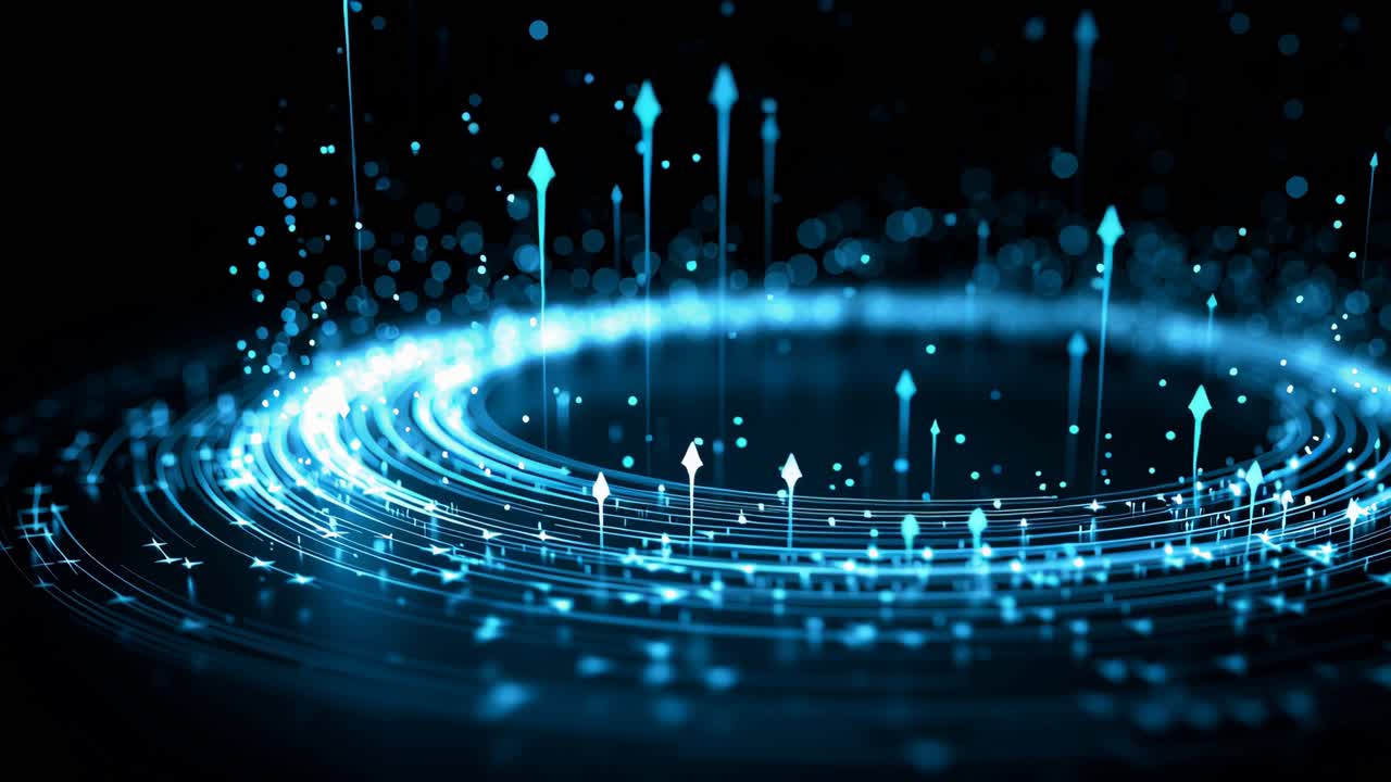 Futuristic Blue Glowing Data Stream