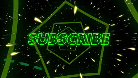 animación del texto de suscripción sobre formas verdes