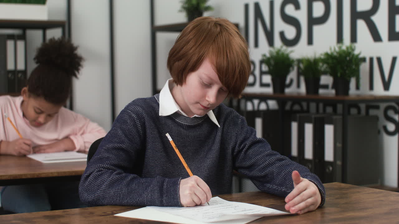 Redheaded kid at school