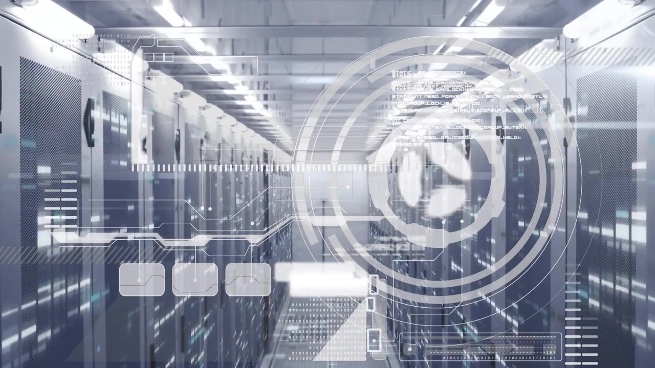 Animation of data processing over server room