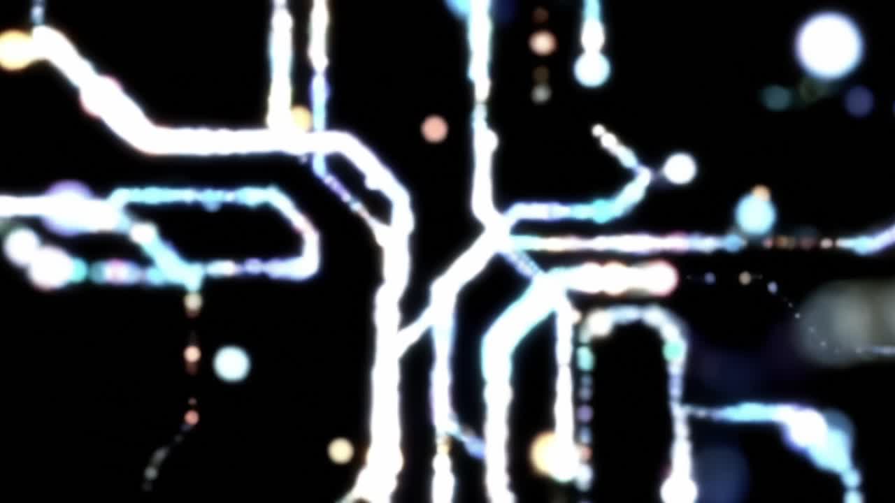 An Abstract Journey Through Light: Exploring Dynamic Patterns in a Digital Landscape with Intertwined Luminous Lines and Vivid Orbs