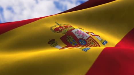 spain flag waving in the wind with highly detailed fabric texture. seamless loop stock 4k video