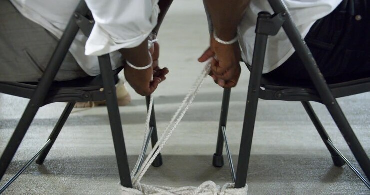 Due ostaggi afroamericani si liberano dai vincoli