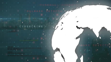 Animation of financial data processing over globe on black background