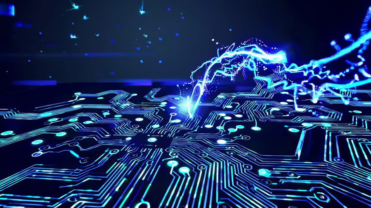 전기 방출과 함께 하이테크 회로 보드