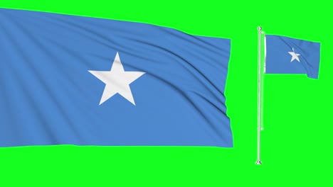 green screen somalia two flags waving somalian flagpole animation 3d chroma key