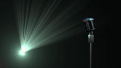 Animation-of-vintage-microphone-on-black-background