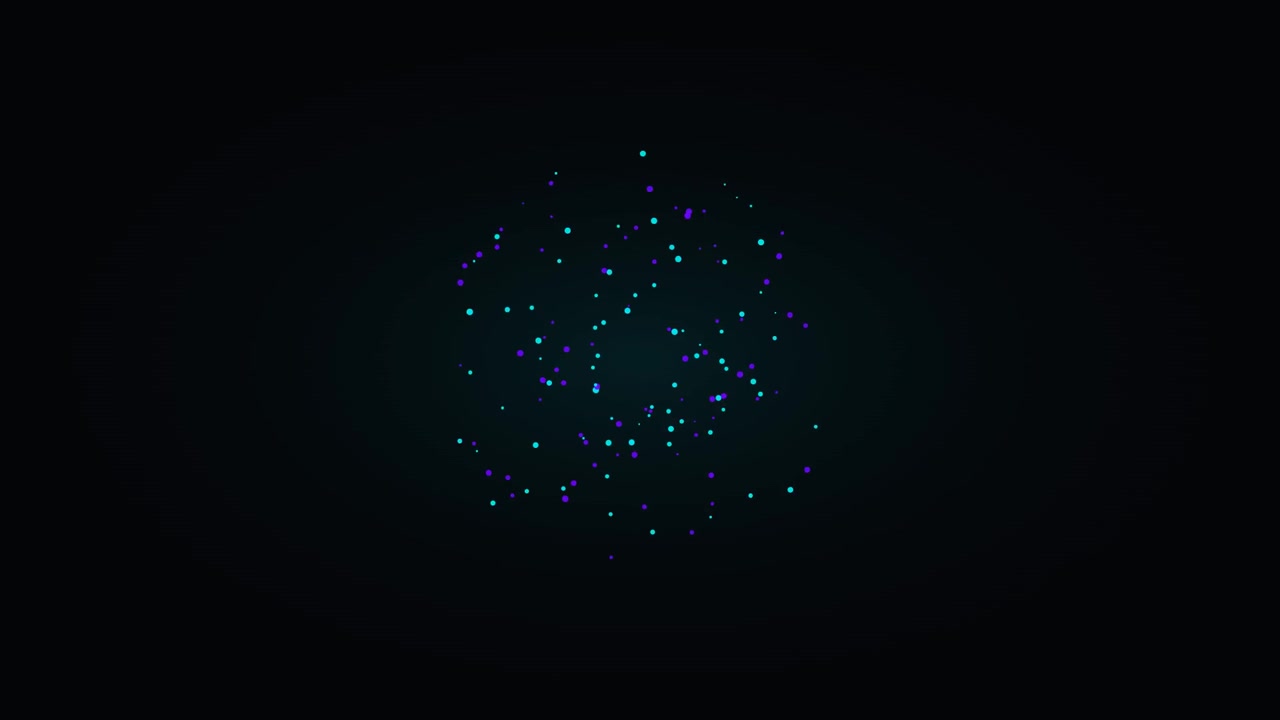 Grafica in movimento astratta di particelle blu e viola in espansione