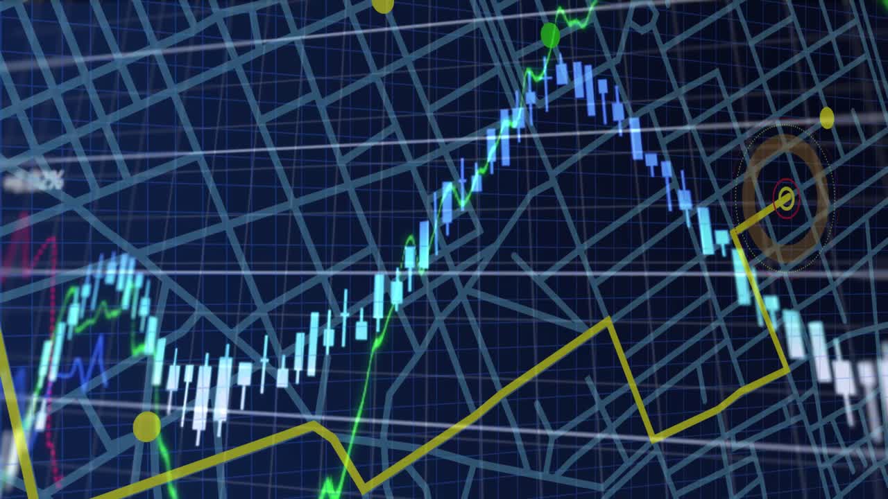 파란색 배경 위의 데이터 처리 애니메이션