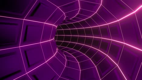 purple glowing tunnel with geometric grid pattern