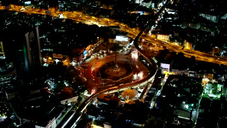 4k resolution aerial view at victory monument in bangkok, thailand