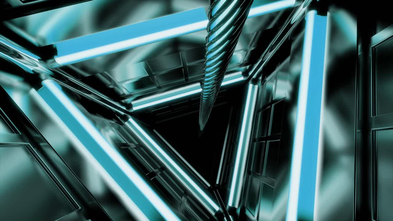 추상적인 3d 터널과 파란 네온 조명