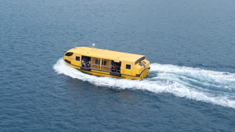 life boat of a cruise ship bringing passengers to papeete, raiatea, society islands, french polynesia.
