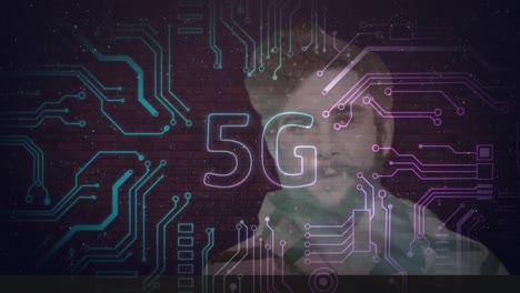 Animation-Der-Digitalen-Schnittstelle-Mit-Symbolen-Und-Datenverarbeitung.-Globale-Computernetzwerktechnologie-5g