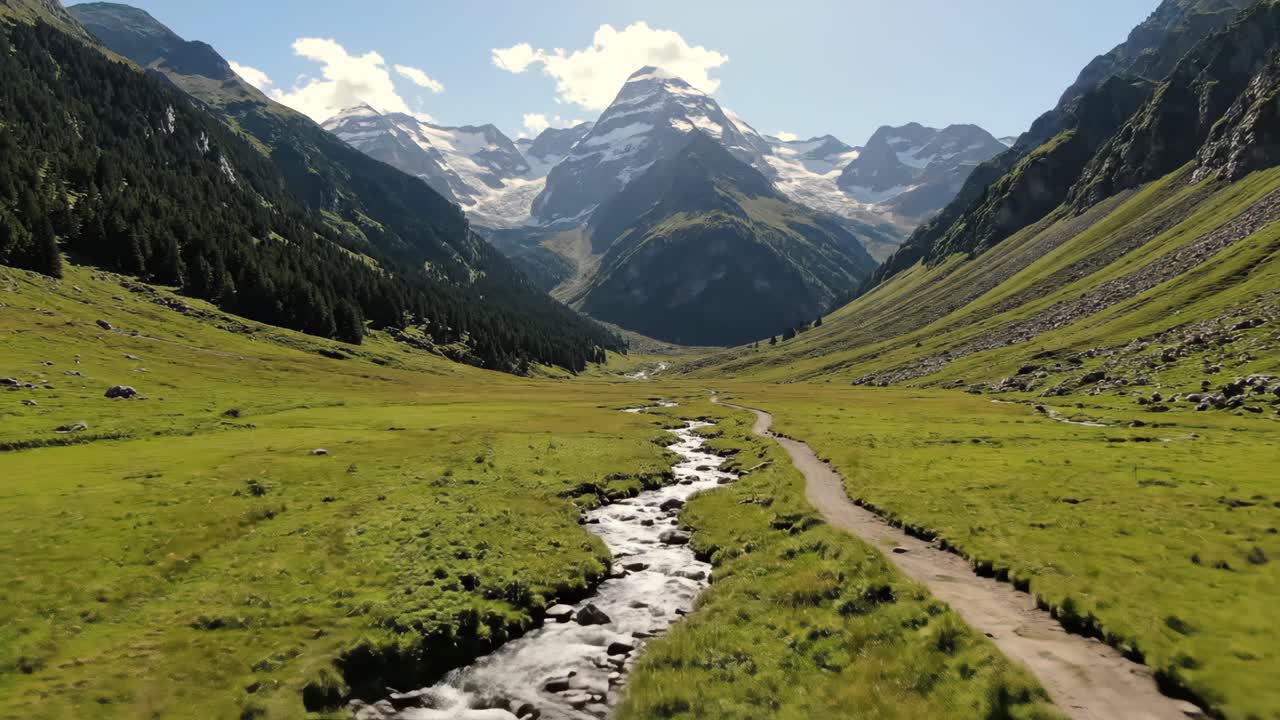 Scenic Mountain Valley with Stream
