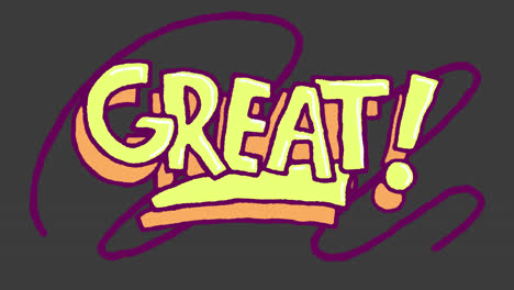 stylized 'great!' text graphic