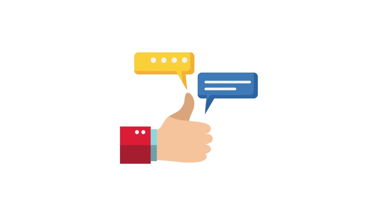 Animated Thumbs Up Icon with Speech Bubbles