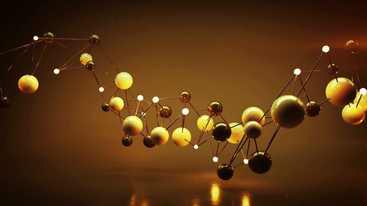 반이는 구의 오렌지색 네트워크 모양 루프 가능한 3d 렌더링 애니메이션