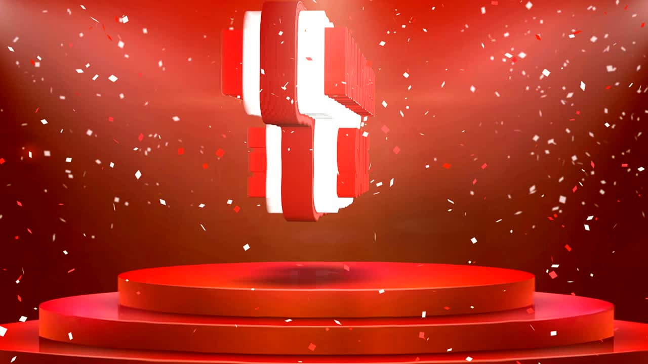 할로윈 판매 텍스트 애니메이션 무대 포디움 콘페티 루프 애니메이션