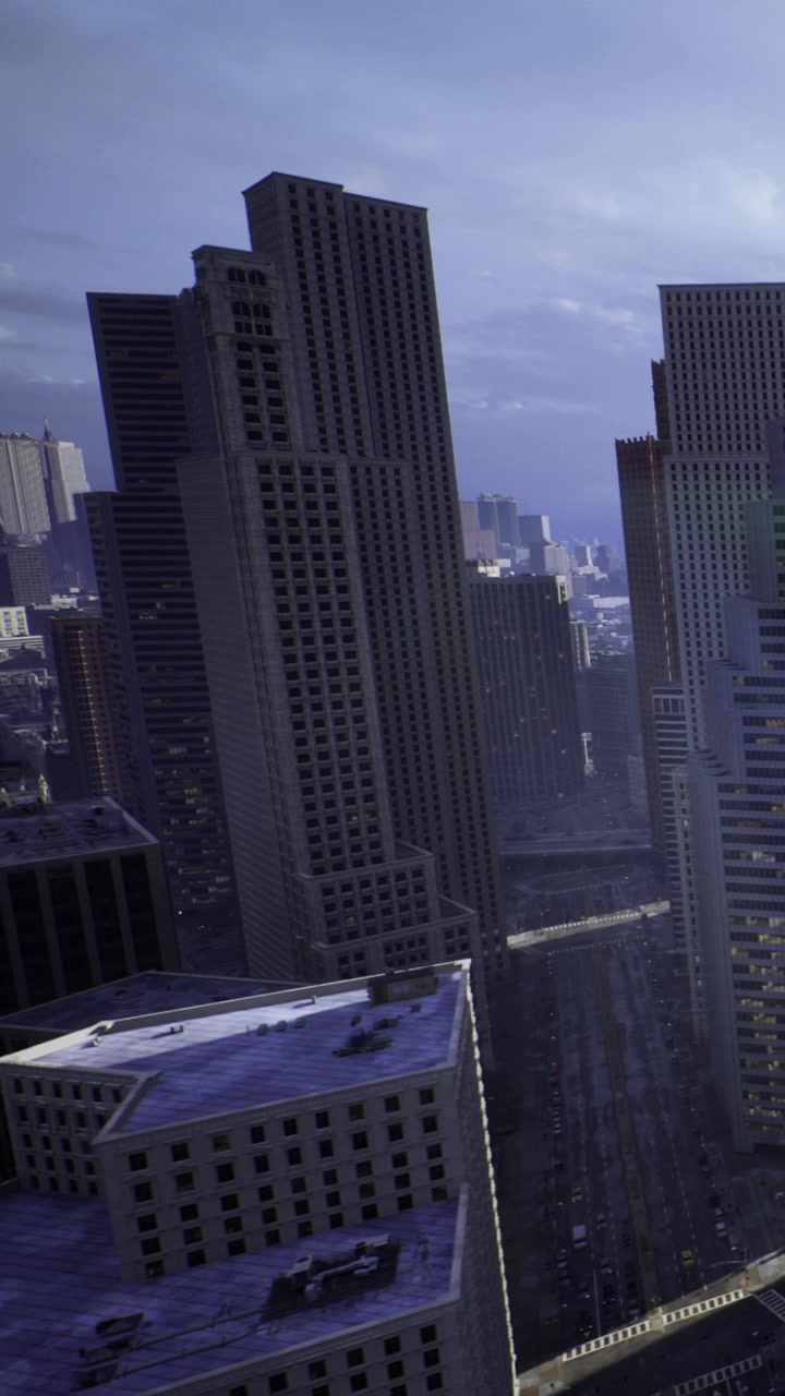 Vista dello skyline di edifici cittadini nelle prime ore del mattino