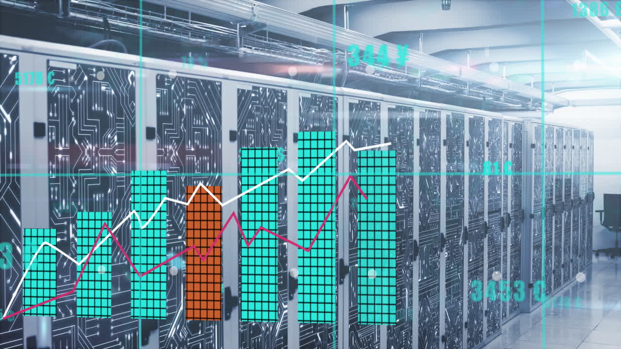 Animation of financial data processing over computer servers