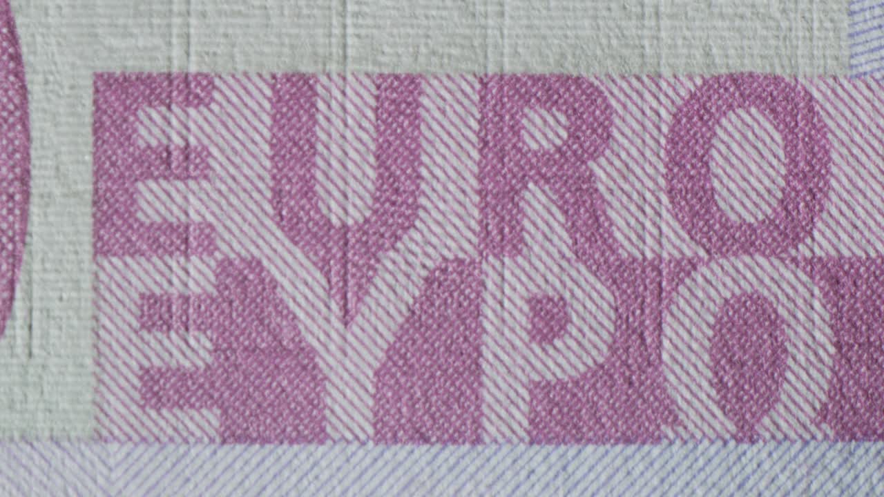 Close-up of Euro banknotes