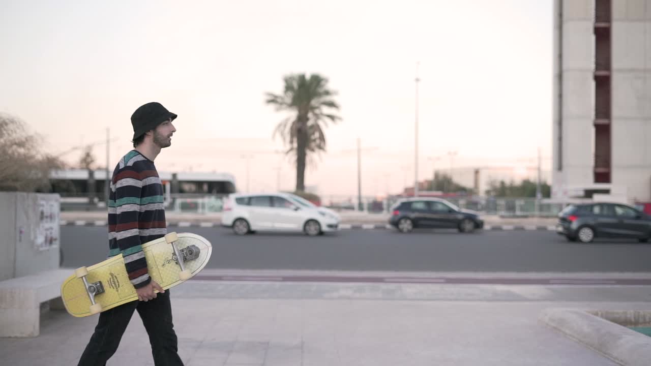 Skateboarder on a City Street