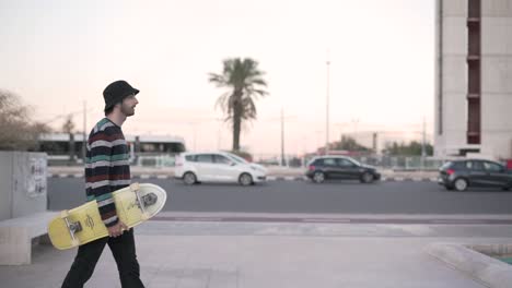 skateboarder on a city street