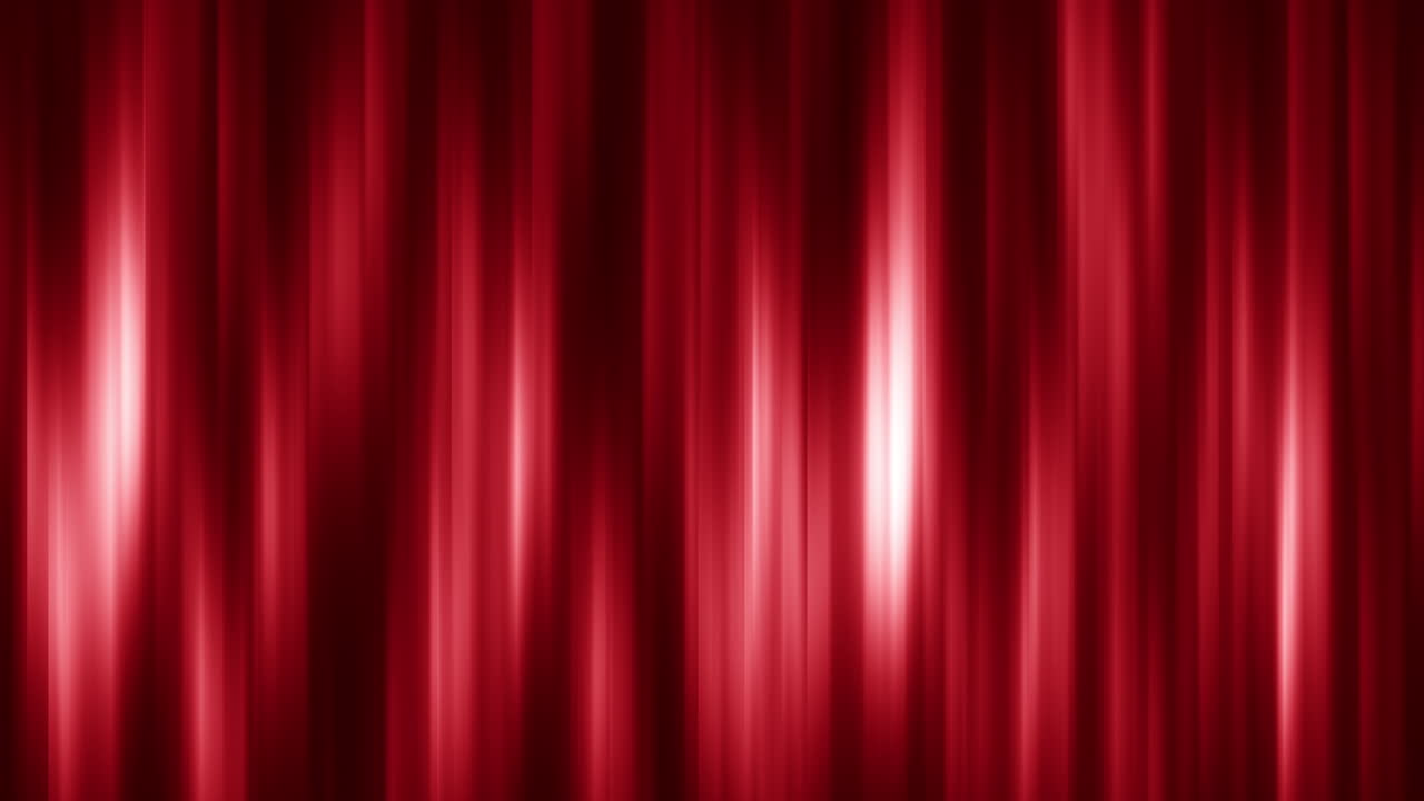 Red animated looped curtain background with light rays and glare. Gradient blurred relief texture.