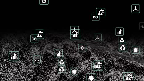 animación de iconos de energía ecológica y verde a través de una red de conexiones
