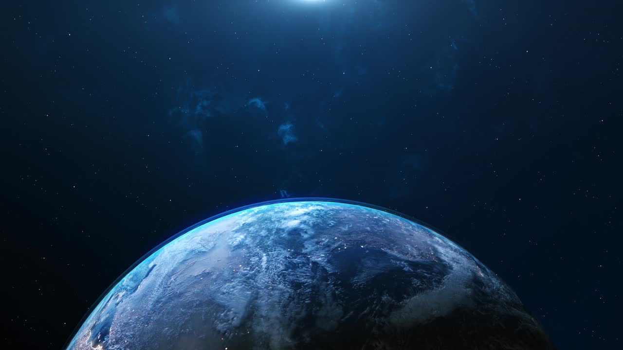 Planet earth 3d orbital animation realistic geography surface clouds atmosphere spinning world globe