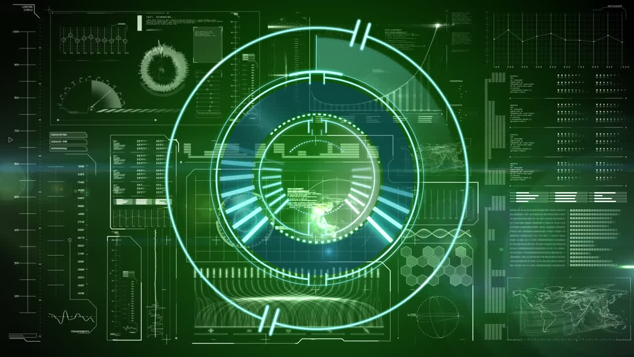 animación del escaneo del alcance y el procesamiento de datos sobre la pantalla