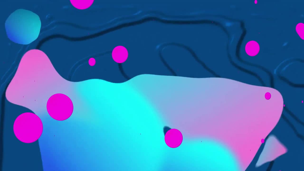 Animation of abstract pink shapes on changing blue background