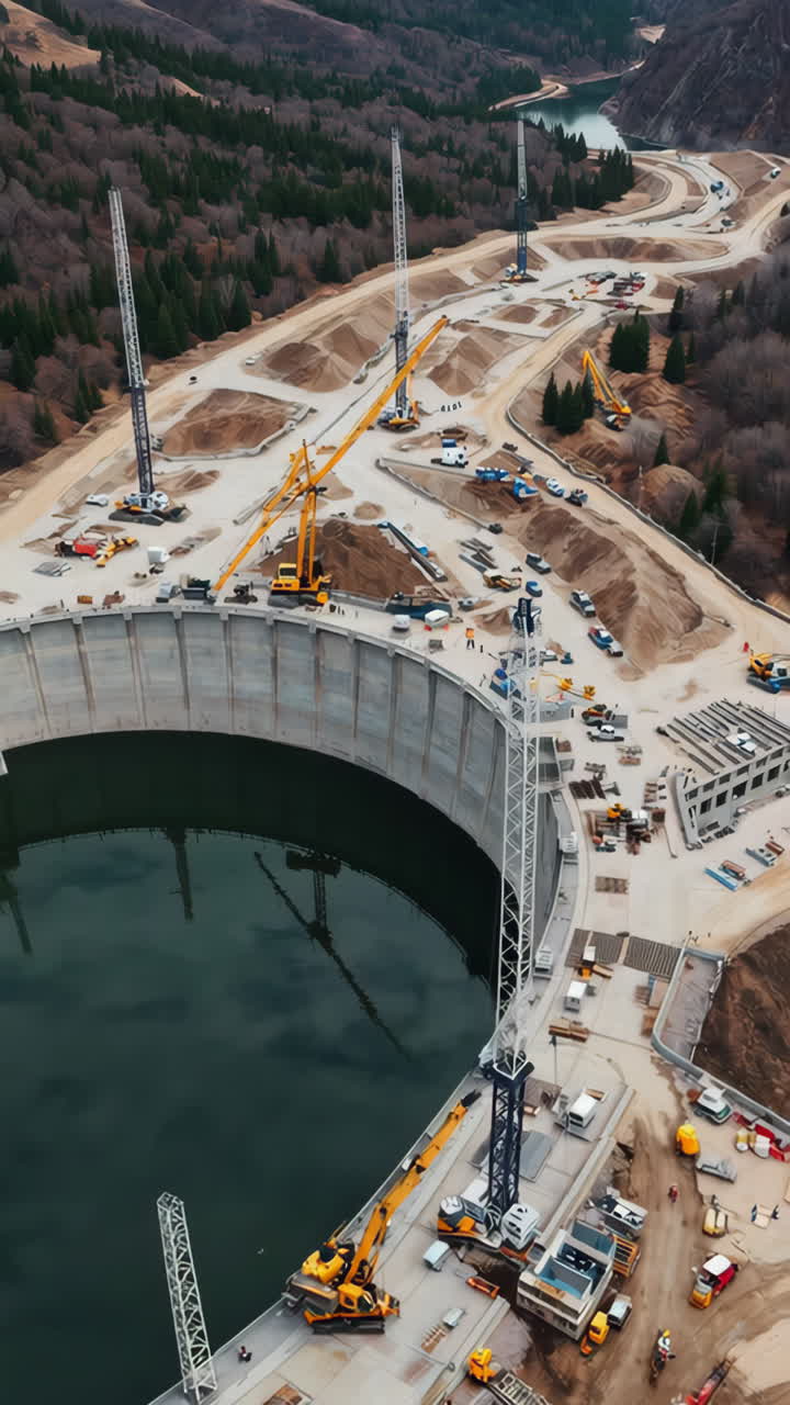 Dam Construction Project Aerial View