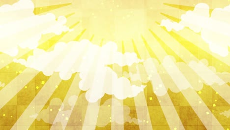 illustration animation of sun rays in a golden sky