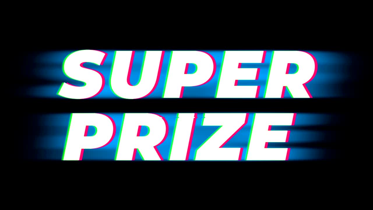 슈퍼 프라이즈 텍스트 빈티지 글리치 효과 프로모션