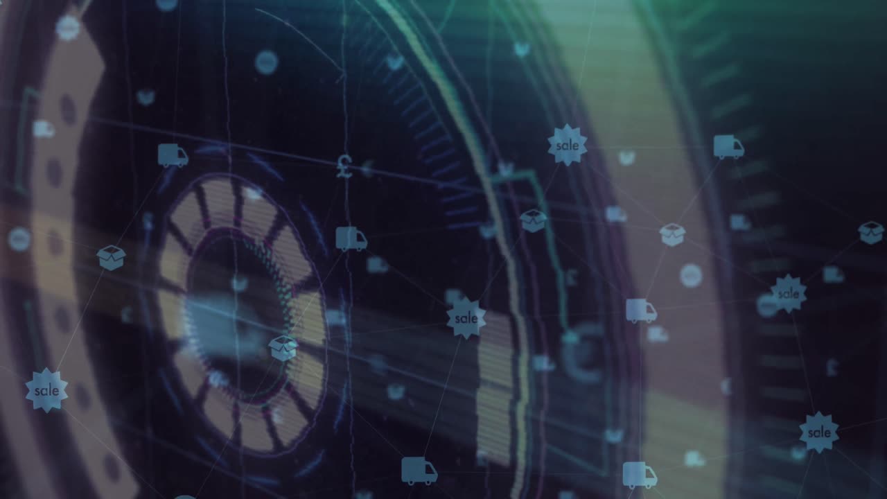 범위 스캐닝과 디지털 온라인 아이콘의 애니메이션