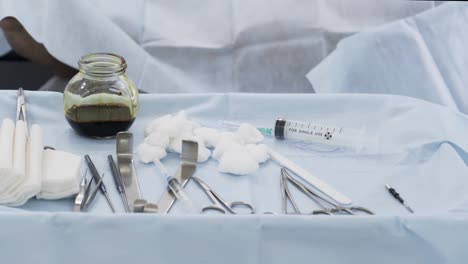 surgical instruments on a tray