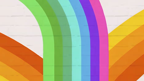 vibrant rainbow arc pattern on a brick wall