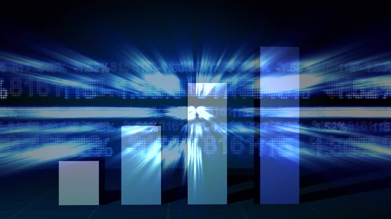 gráfico de crecimiento de barras y datos del mercado de valores