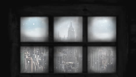 animation of winter scenery seen through window