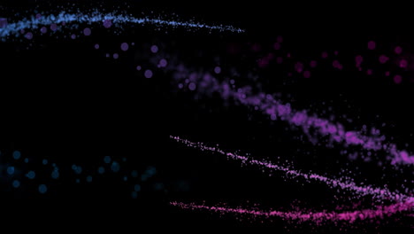 animación de rastros de luz coloridos y puntos sobre fondo negro