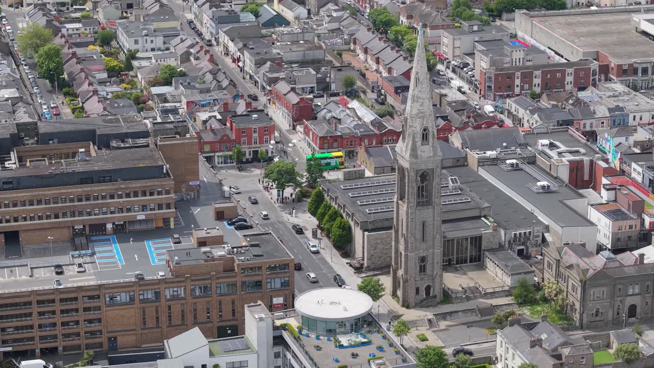 Aerial view of Dún Laoghaire town, showcasing urban landscape and architecture