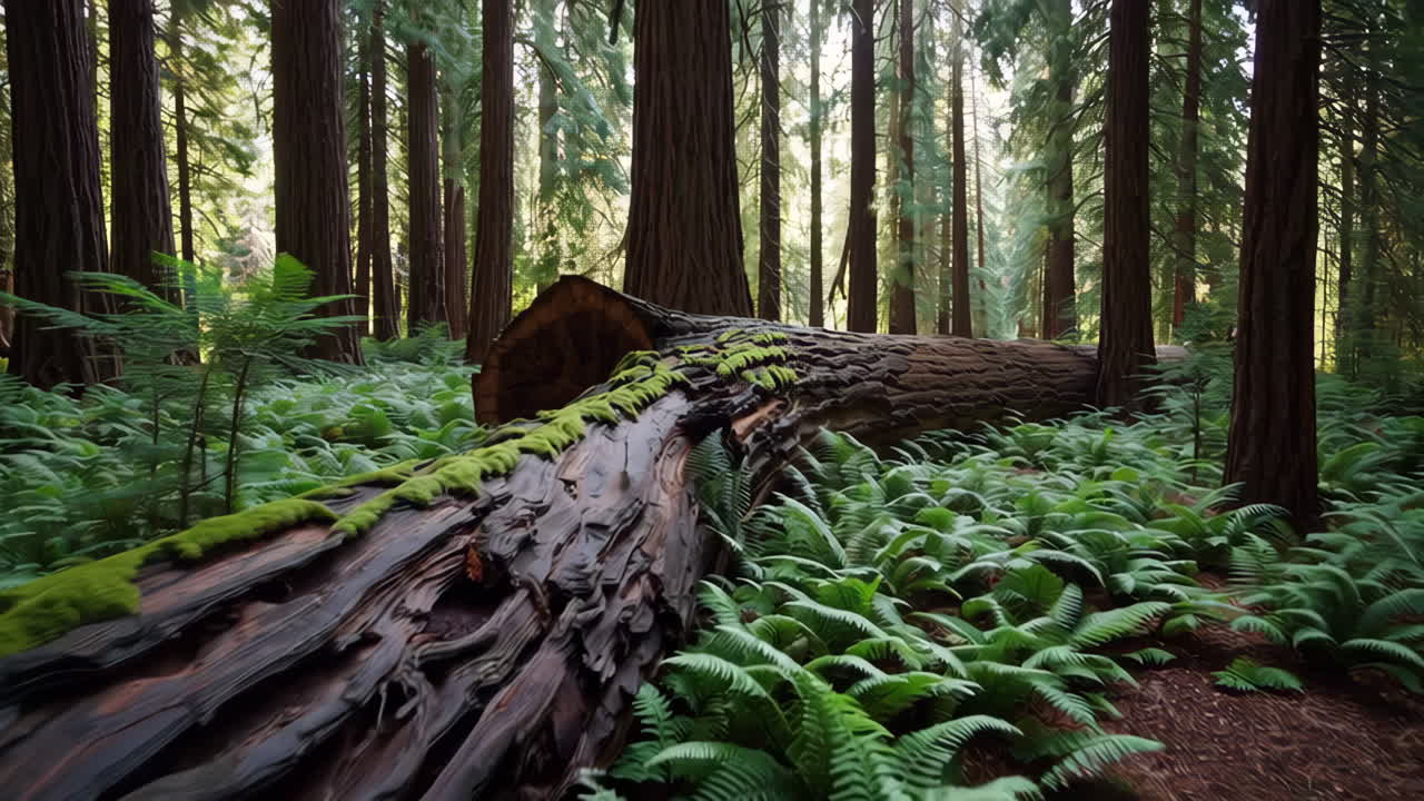Fallen Log in Redwood Forest